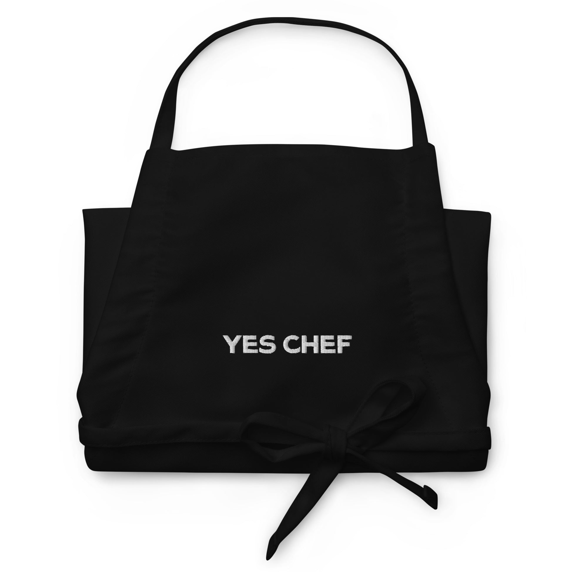 Yes Chef Embroidered Apron in Black