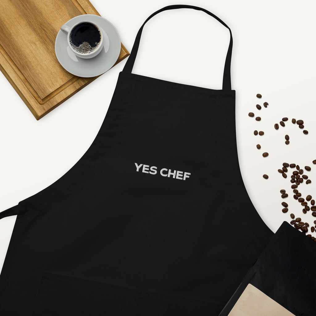 Yes Chef Embroidered Apron in Black
