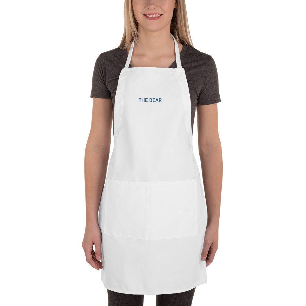 The Bear Embroidered Apron in White