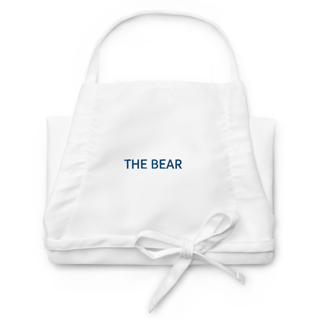 The Bear Embroidered Apron in White
