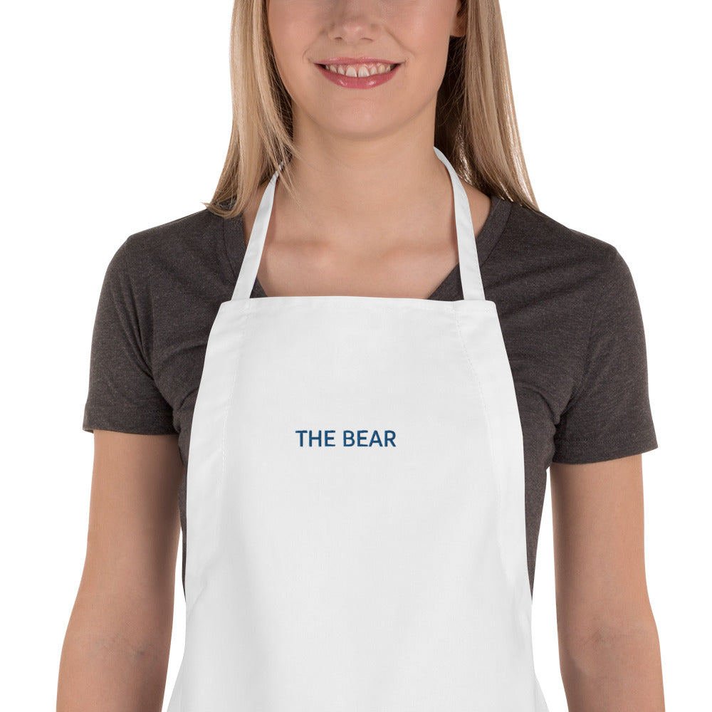 The Bear Embroidered Apron in White