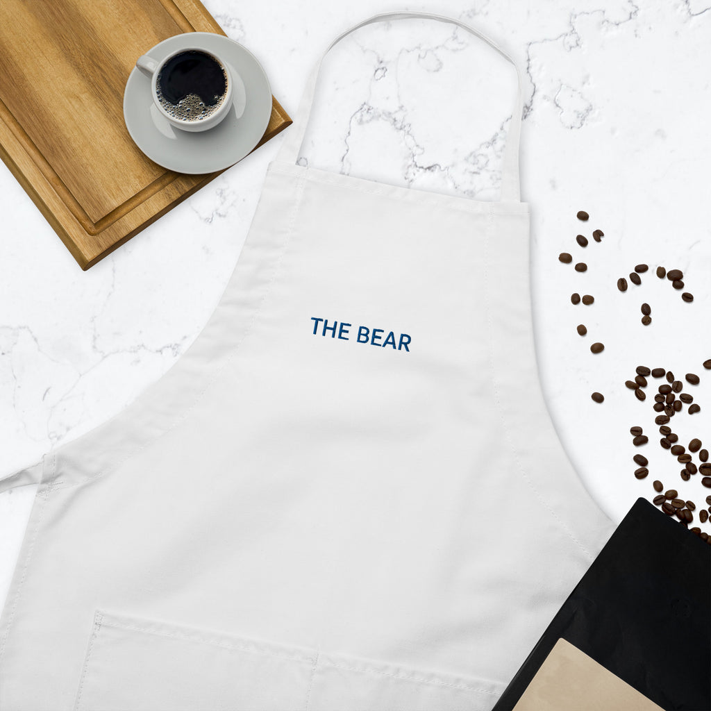 The Bear Embroidered Apron in White