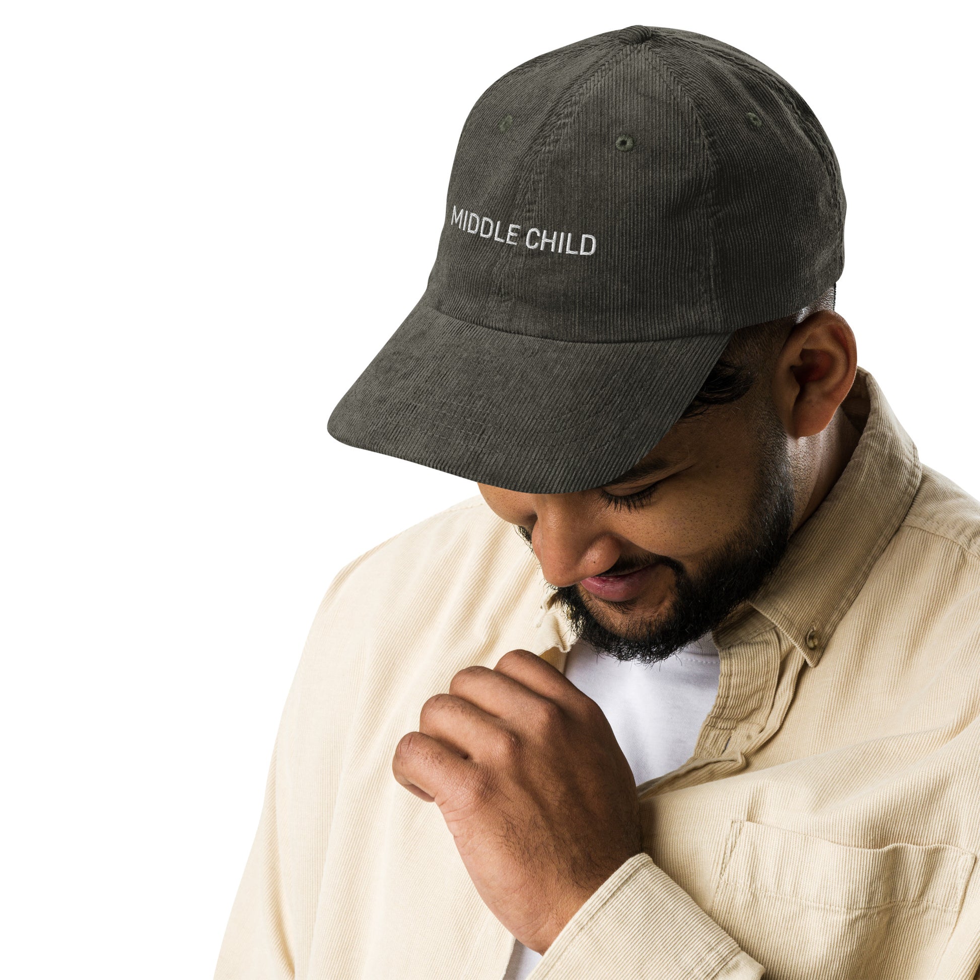 Middle Child Embroidered Corduroy Cap